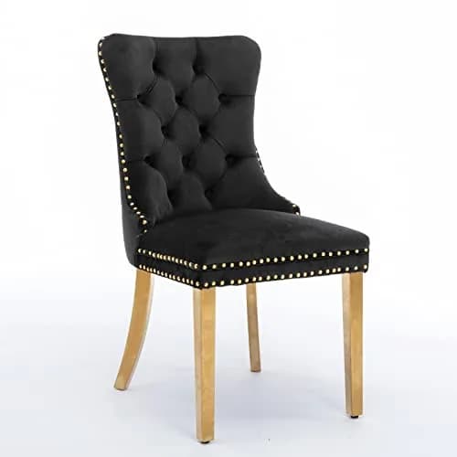 Brisca Velvet Upholstered Dining Chair Set of 2 | Solid Wood Frame & Golden Legs, Contemporary Design, 37.5" Height thumbnail 4
