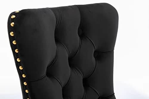 Brisca Velvet Upholstered Dining Chair Set of 2 | Solid Wood Frame & Golden Legs, Contemporary Design, 37.5" Height thumbnail 6
