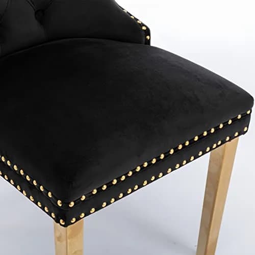 Brisca Velvet Upholstered Dining Chair Set of 2 | Solid Wood Frame & Golden Legs, Contemporary Design, 37.5" Height thumbnail 7