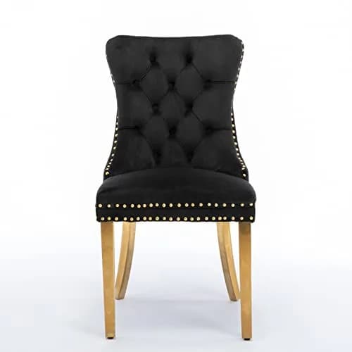 Brisca Velvet Upholstered Dining Chair Set of 2 | Solid Wood Frame & Golden Legs, Contemporary Design, 37.5" Height thumbnail 3