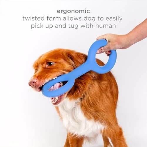 Ubbi Tuggle Dog Toy, Blue | Durable Natural Rubber Tug for Medium & Large Dogs thumbnail 3