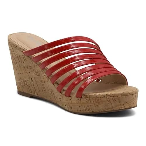 CHARLES BY CHARLES DAVID GUSTAVO Wedge Sandal 9.5 US | Red, Manmade, Slip On, 4-inch Heel thumbnail 1