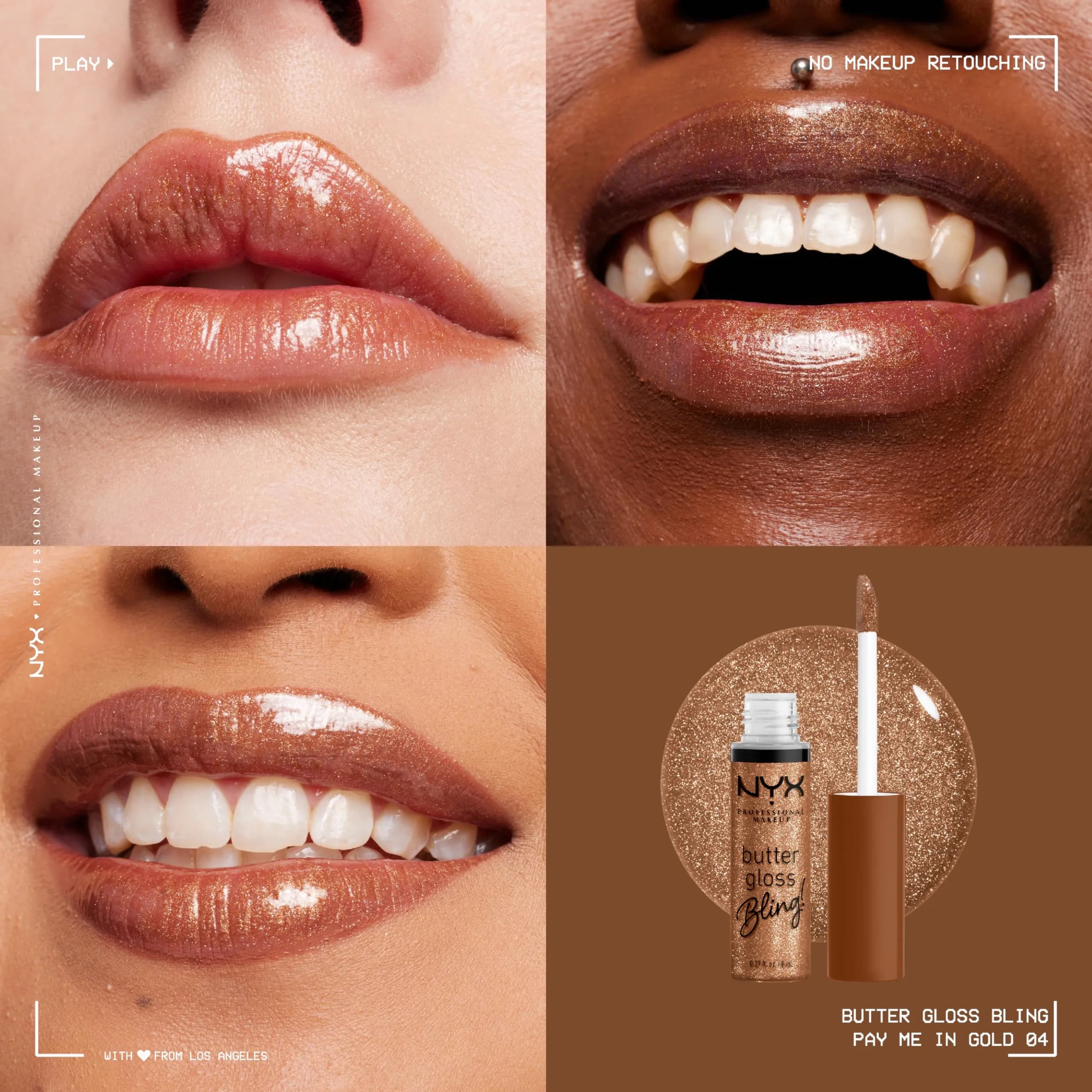 NYX PROFESSIONAL MAKEUP Butter Gloss Bling Lip Gloss - Pay Me In Gold | Vegan & Non-Sticky Shine thumbnail 2