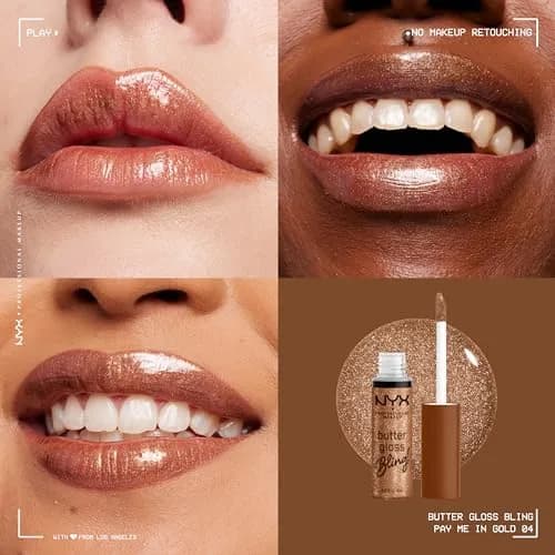 NYX PROFESSIONAL MAKEUP Butter Gloss Bling Lip Gloss - Pay Me In Gold | Vegan & Non-Sticky Shine thumbnail 2