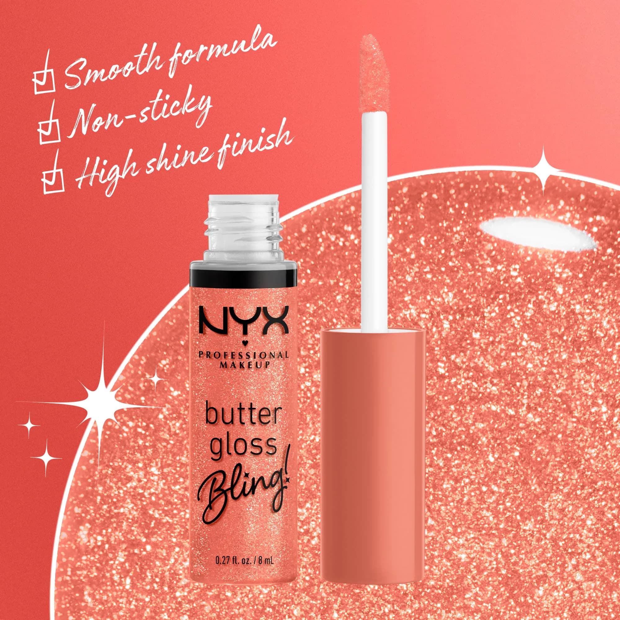 NYX PROFESSIONAL MAKEUP Butter Gloss Bling Lip Gloss, Dripped Out (Shimmer) 8ml (0.27 Fl Oz) - view 3
