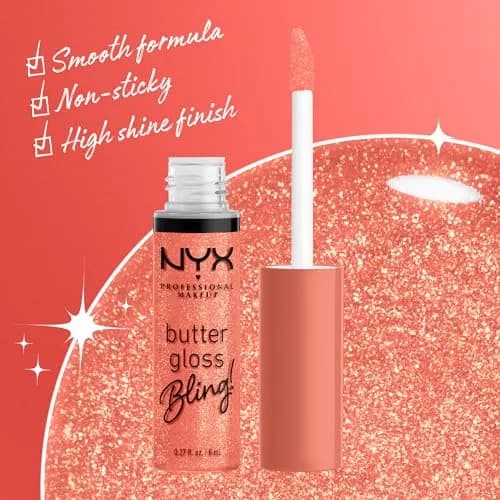 NYX PROFESSIONAL MAKEUP Butter Gloss Bling Lip Gloss, Dripped Out (Shimmer) 8ml (0.27 Fl Oz) thumbnail 3