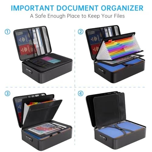 ENGPOW Fireproof File Organizer Bag with 13 Pockets Accordion File Folder & Lock, 1.38 kg (3 lb) | Protects Documents Up to 5200°F thumbnail 3