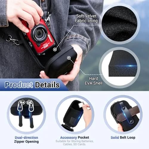 JJC Compact Camera Case Bag for Ricoh GR IIIx Olympus TG-7 Sony RX100 VII | Durable EVA Hard Shell with Accessory Pocket thumbnail 3