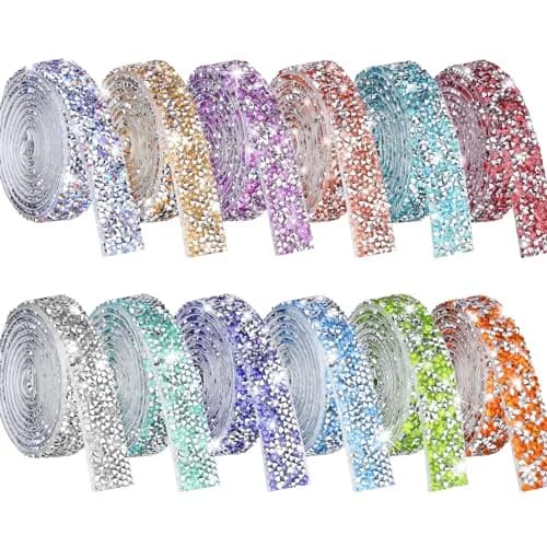 NiArt Self Adhesive Rhinestone Ribbon 12 Rolls 12 Yards Classic Decor thumbnail 1