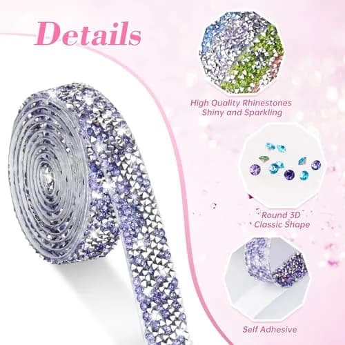NiArt Self Adhesive Rhinestone Ribbon 12 Rolls 12 Yards Classic Decor thumbnail 2