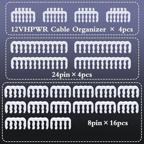 Sirlyr White 24-Pack PSU Cable Organizer Combs Kit 3.5mm | Neat PC Cables & Better Airflow thumbnail 5
