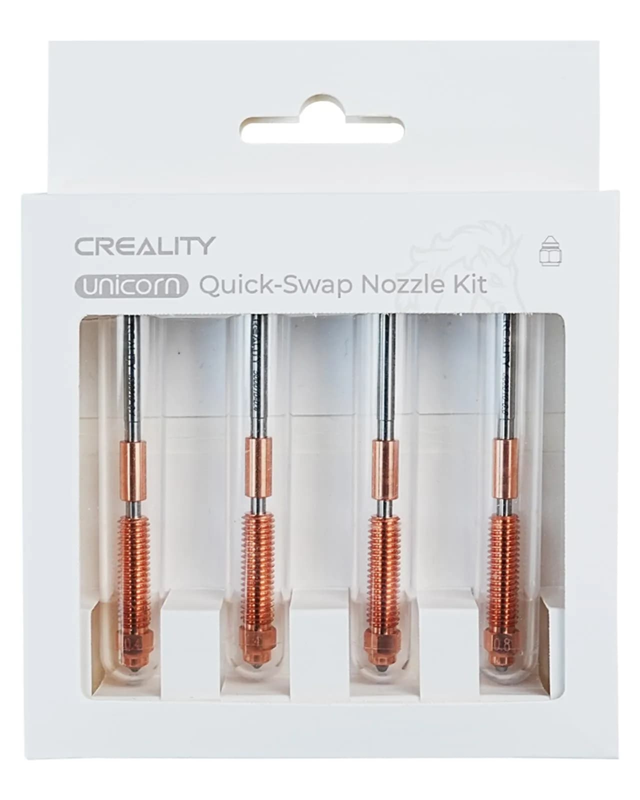 Creality Official K1C Nozzles 4 PCS, Unicorn Quick-Swap Nozzle Kit, Copper & Steel, 0.4/0.6/0.8mm | High Speed, Precise Printing — K1C Nozzles 4PCS