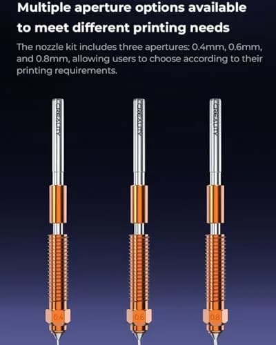 Creality Official K1C Nozzles 4 PCS, Unicorn Quick-Swap Nozzle Kit, Copper & Steel, 0.4/0.6/0.8mm | High Speed, Precise Printing thumbnail 5