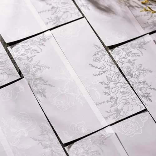 Puremigo 50 Pack Pre-Folded Vellum Jackets for 5x7 Invitations - Silver Rose - 115GSM Vellum Paper 5x7 Jackets thumbnail 4