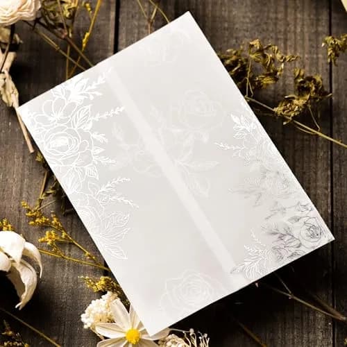 Puremigo 50 Pack Pre-Folded Vellum Jackets for 5x7 Invitations - Silver Rose - 115GSM Vellum Paper 5x7 Jackets thumbnail 3