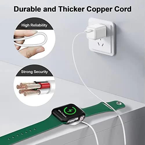 xiwxi Magnetic USB C Fast Charging Cable for Apple Watch 1m (3.3ft) | ETL/UL Certified Safe Charging thumbnail 5