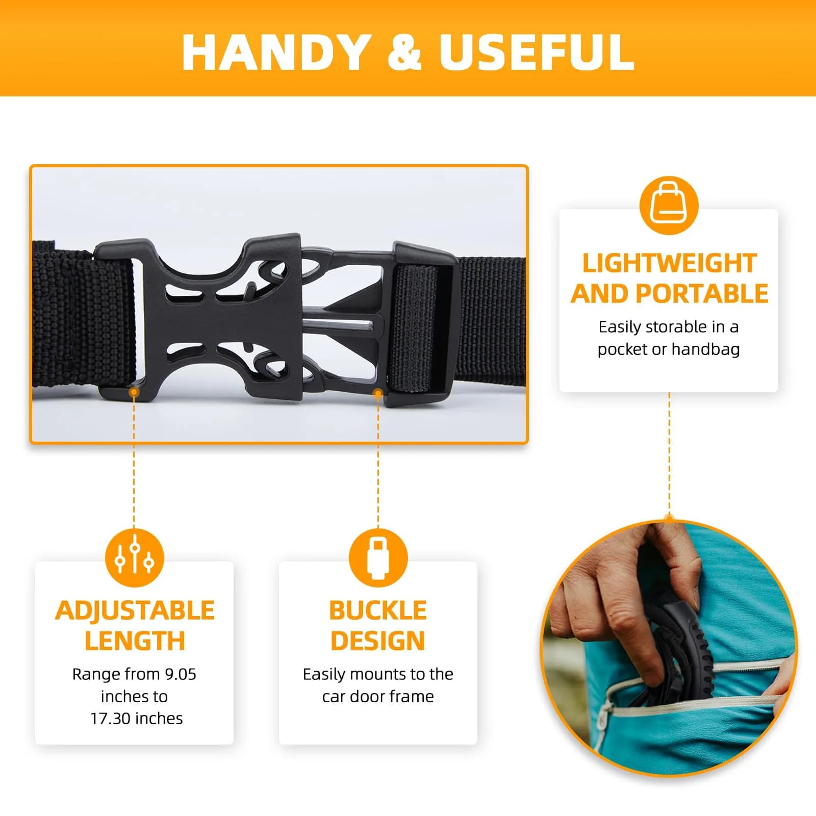 KOUNATSURI Car Door Handle for Elderly 2-Pack | Portable Vehicle Support Handle with 400lb Capacity - view 4