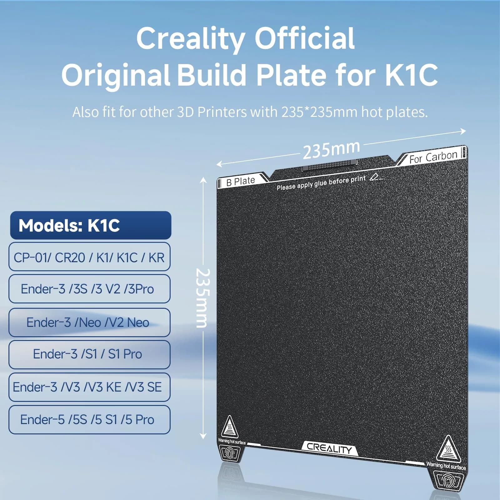 Creality K1C Textured Build Plate 235x235mm (9.25x9.25 in) | Official PEI Sheet with Nozzle Cleaner - view 2