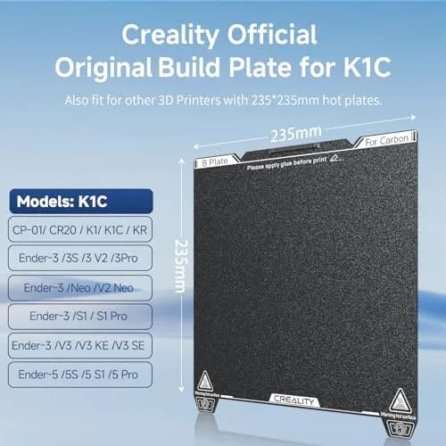 Creality K1C Textured Build Plate 235x235mm (9.25x9.25 in) | Official PEI Sheet with Nozzle Cleaner thumbnail 2