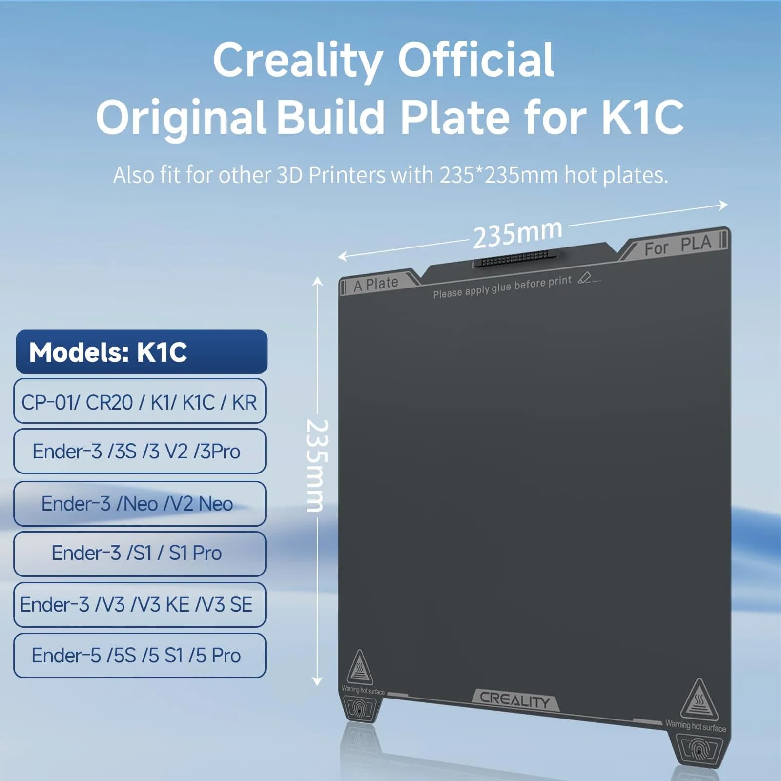 Creality K1C Smooth PEI Build Plate 235x235mm | Nozzle Cleaner & Magnetic Platform for Ender 3 Series - view 2