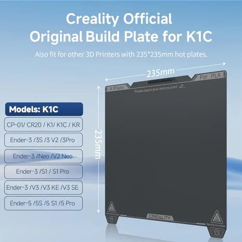 Creality K1C Smooth PEI Build Plate 235x235mm | Nozzle Cleaner & Magnetic Platform for Ender 3 Series thumbnail 2