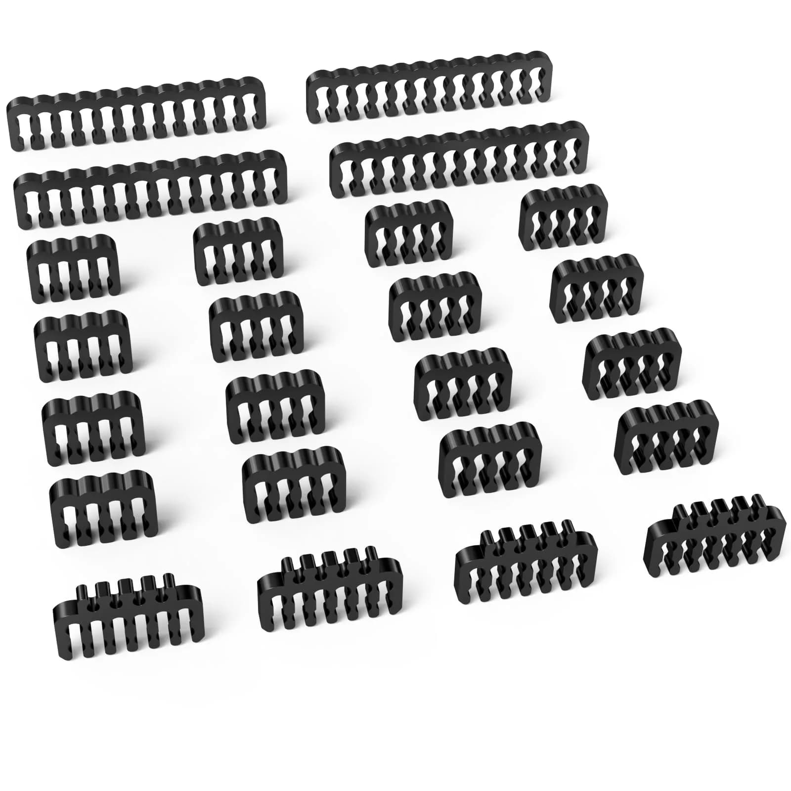 Sirlyr Black 24-PCS PSU Cable Combs Kit,24/12VHPWR/8Pin | Professional Cable Organizer for PC Builds — Black