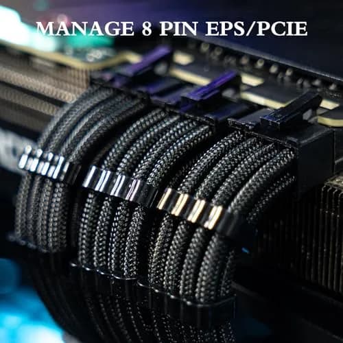 Sirlyr Black 24-PCS PSU Cable Combs Kit,24/12VHPWR/8Pin | Professional Cable Organizer for PC Builds thumbnail 6