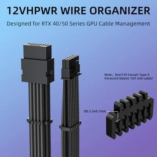 Sirlyr Black 24-PCS PSU Cable Combs Kit,24/12VHPWR/8Pin | Professional Cable Organizer for PC Builds thumbnail 3