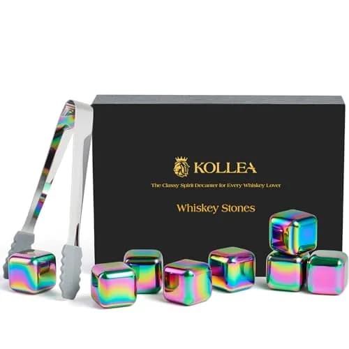 Kollea Whiskey Stones 8-Pack Stainless Steel Chilling Rocks Set, Multicolor | Reusable Ice Cubes for Drinks thumbnail 1