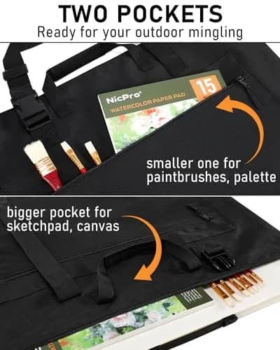 Nicpro Light Weight Art Portfolio Bag, 36x48” Waterproof Art Portfolio Case | Waterproof, Expandable, Lightweight thumbnail 5