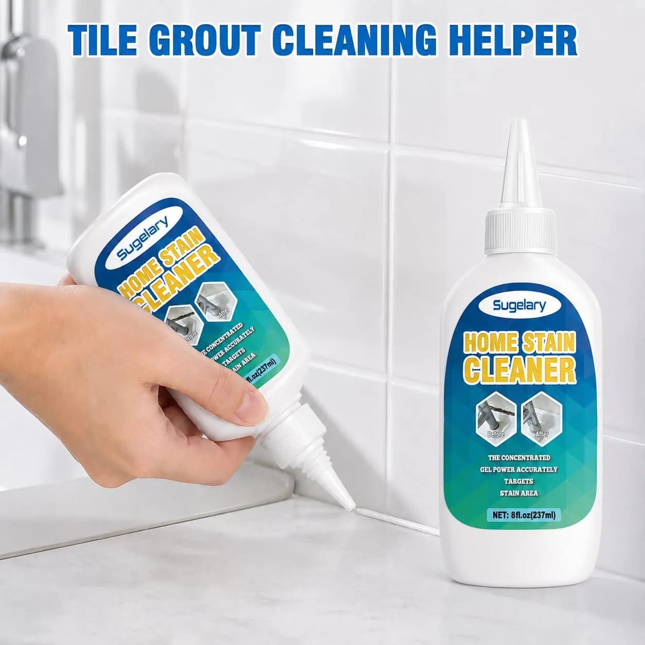 Sugelary Mold Stain Cleaner Gel 237ml (8 Fl Oz) | Powerful Gel for Washing Machine, Bathroom Grout, Sink, Shower, Caulk - view 6