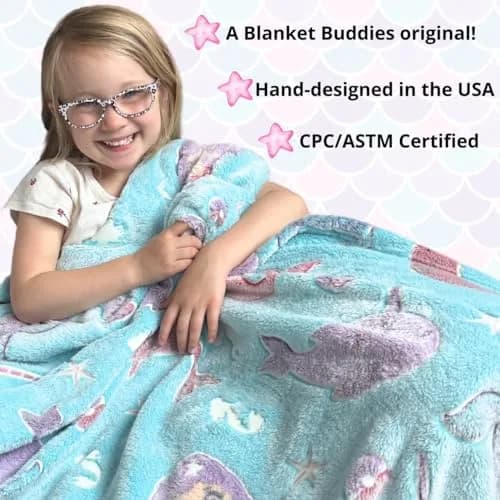 Blanket Buddies Mermaid Narwhal Throw Blanket Glow in The Dark 127cm x 152cm (50" x 60") | Cozy Fleece for Kids thumbnail 4