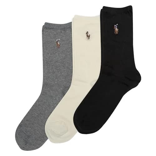 POLO RALPH LAUREN Women's Classic Embroidered Pony Crew Socks, 3 Pairs | Soft Cotton Comfort & Timeless Style thumbnail 1