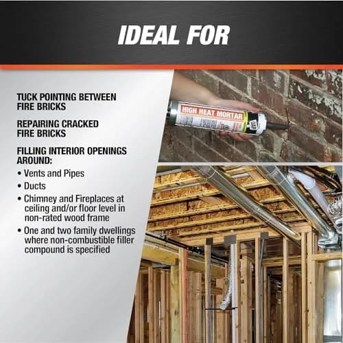 DAP High Heat Mortar Fire Stop Caulk 10.1 oz. Pack of 2 | No Size, Black, US-Made thumbnail 4