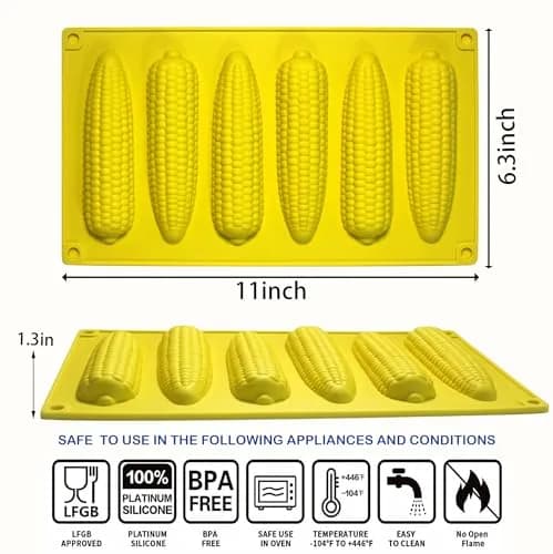Sidosir Corn Stick Mold Silicone for Baking | 6-Cavity Non-Stick Cake Pan (11" x 6.3") thumbnail 2