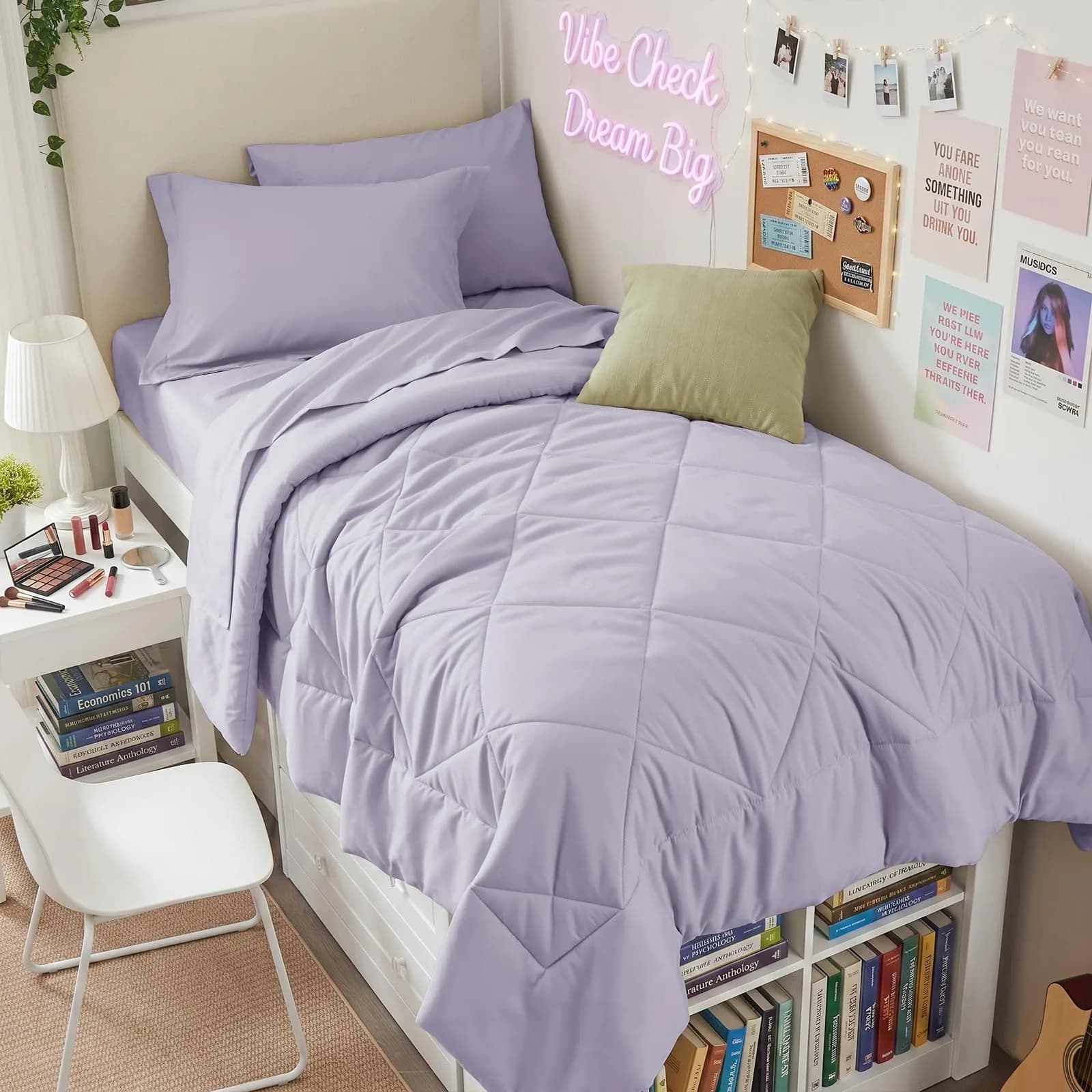 HEVUMYI 5-Piece Twin Comforter Set, Light Purple Bed in a Bag | 156cm x 203cm (68"x 88") Comforter - main product image