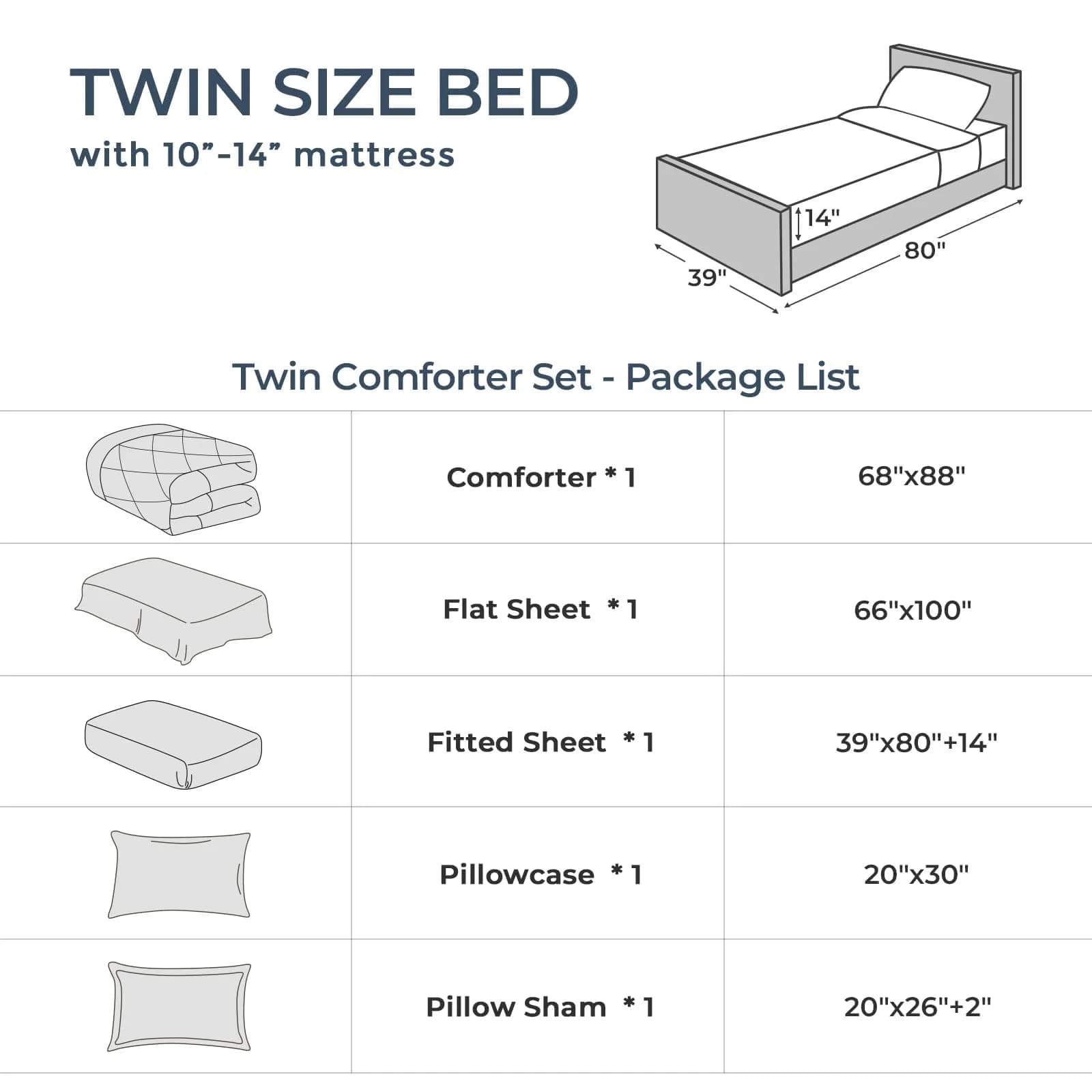HEVUMYI 5-Piece Twin Comforter Set, Light Purple Bed in a Bag | 156cm x 203cm (68"x 88") Comforter - view 8