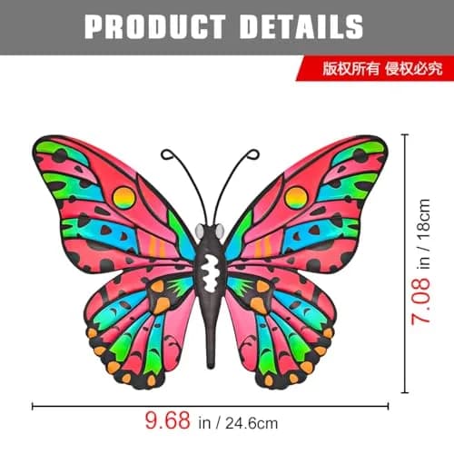 Daogtc 4 Pack Outdoor Butterfly Wall Decor - 9.6 inches Metal Butterfly Wall Art Decor for Yard Fence Garden Patio Balcony thumbnail 4