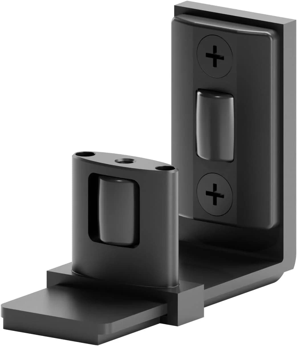 BONIKLUBA Sliding Barn Door Bottom Floor Guide, Adjustable U Shape, Black | Space-Saving, No-Groove, Suitable for Glass Doors — Black