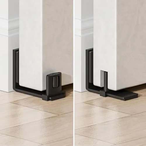 BONIKLUBA Sliding Barn Door Bottom Floor Guide, Adjustable U Shape, Black | Space-Saving, No-Groove, Suitable for Glass Doors thumbnail 2