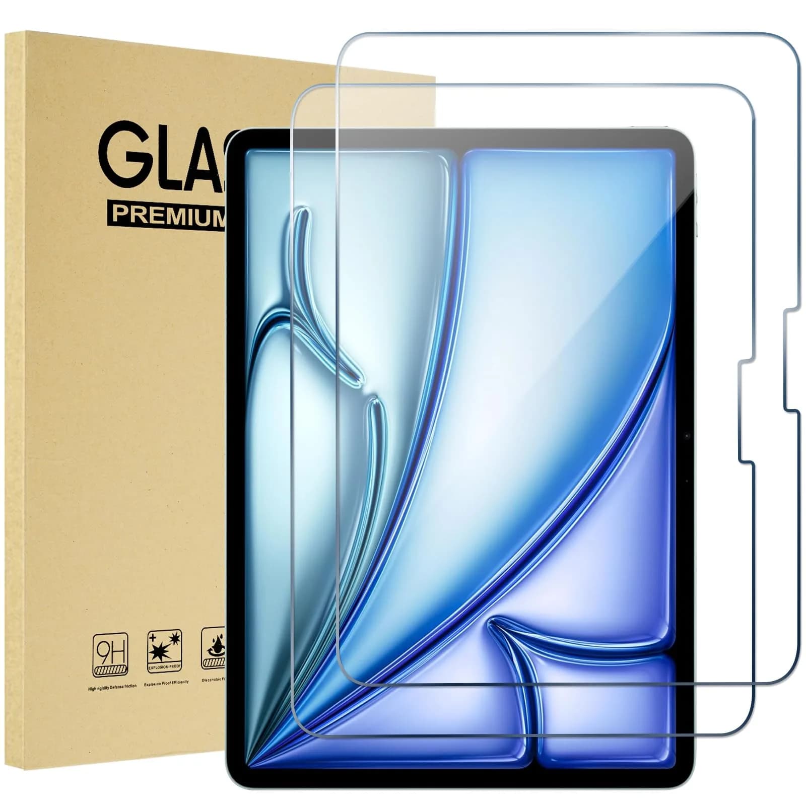 ProCase 2 Pack Tempered Glass Screen Protector for iPad Pro 13 Inch (M4) & iPad Air 13 Inch (M2/M3) 2024/2025 Release | 9H Hardness HD Clear