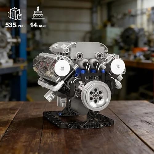 Mould King 10088 V8 Engine Model Kit - 535 Pcs for Adults | Realistic Mechanical Build with Moving Pistons thumbnail 5