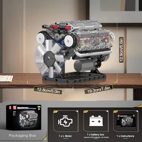 Mould King 10088 V8 Engine Model Kit - 535 Pcs for Adults | Realistic Mechanical Build with Moving Pistons thumbnail 6
