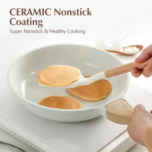 SENSARTE 9.5 Inch Nonstick Ceramic Frying Pan with Lid | PFAS/PTFE/PFOA Free, Induction Compatible thumbnail 7