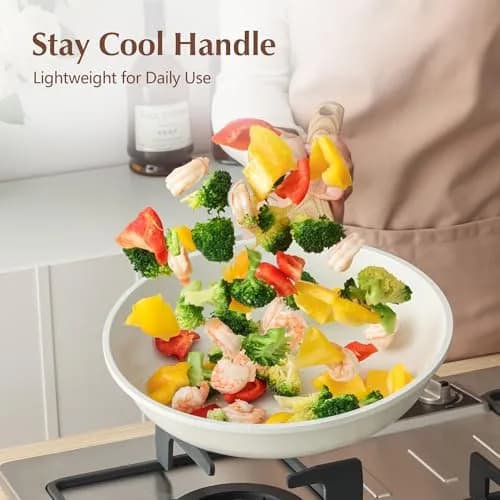 SENSARTE 9.5 Inch Nonstick Ceramic Frying Pan with Lid | PFAS/PTFE/PFOA Free, Induction Compatible thumbnail 8