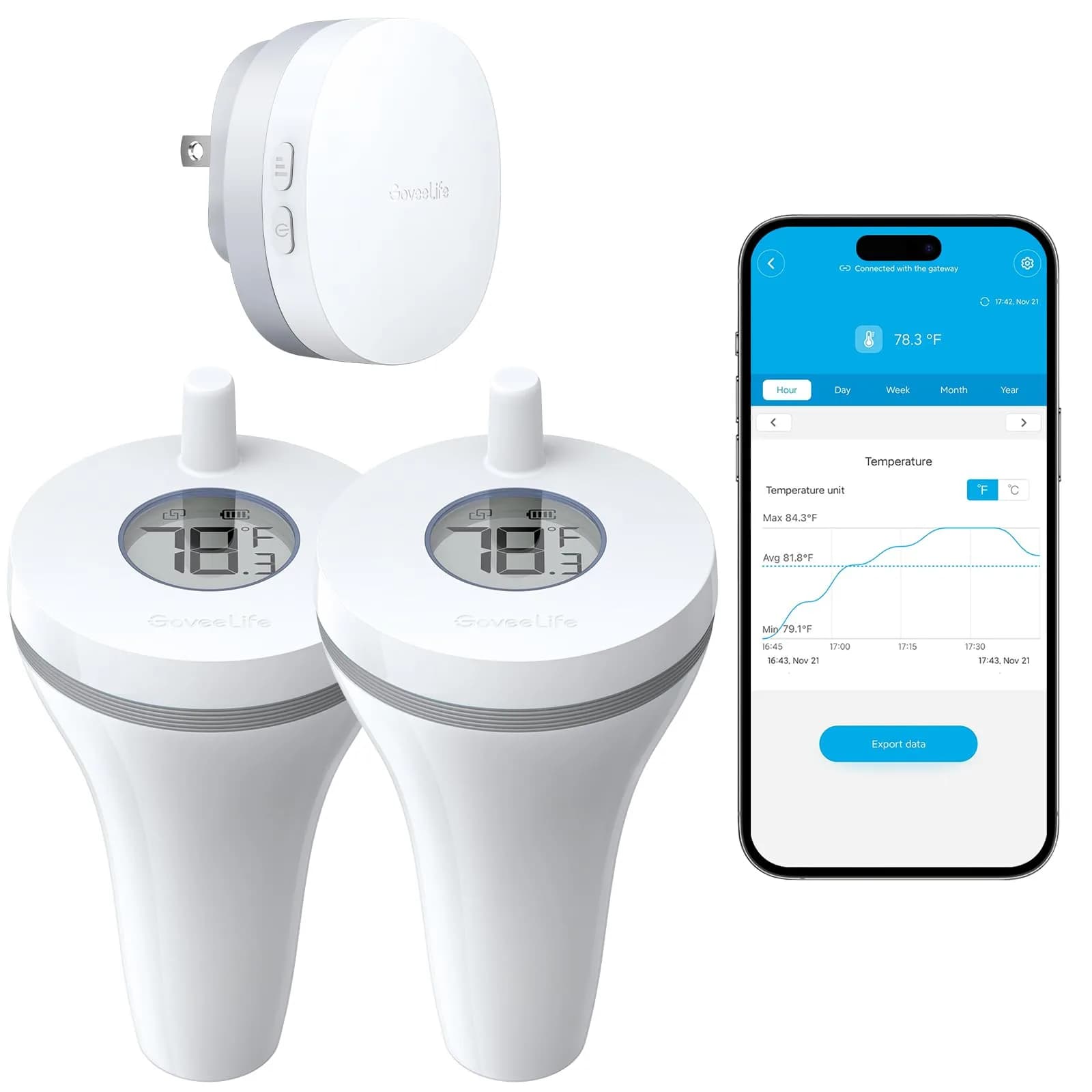 GoveeLife WiFi Pool Thermometer P1 Wireless, Water Thermometer 20 cm (7.9 in) | Real-time Temperature Monitoring — 2-Pack