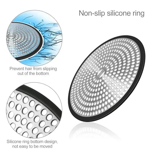 LEKEYE Black Shower Drain Hair Catcher Strainer 11.9cm x 11.9cm x 1cm | Prevents Clogs & Catches Hair thumbnail 5