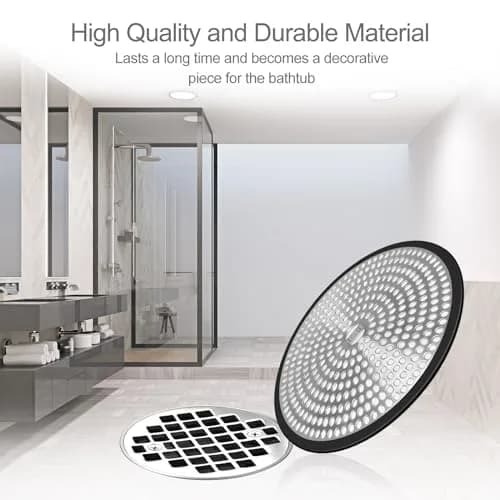 LEKEYE Black Shower Drain Hair Catcher Strainer 11.9cm x 11.9cm x 1cm | Prevents Clogs & Catches Hair thumbnail 6