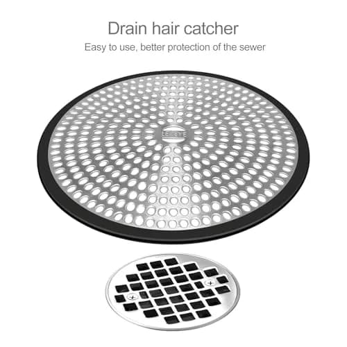 LEKEYE Black Shower Drain Hair Catcher Strainer 11.9cm x 11.9cm x 1cm | Prevents Clogs & Catches Hair thumbnail 2
