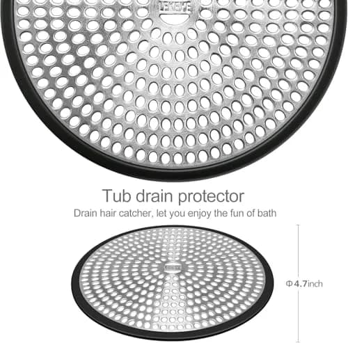 LEKEYE Black Shower Drain Hair Catcher Strainer 11.9cm x 11.9cm x 1cm | Prevents Clogs & Catches Hair thumbnail 3